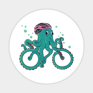 Octopus with bike helmet, Mimicking Riding a Bicycle Magnet